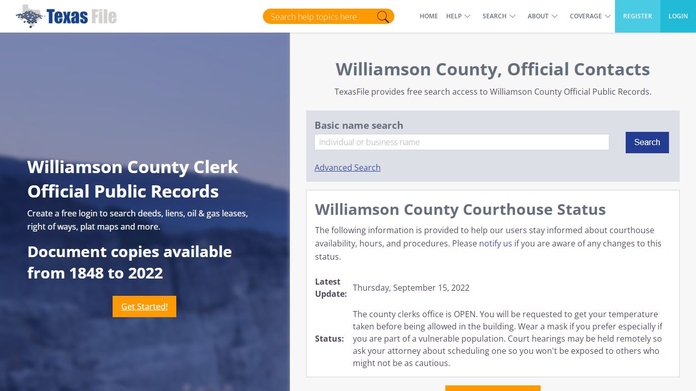 Williamson County Clerk Official Public Records | TexasFile